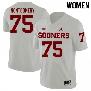 Women OU Sooners #75 Cullen Montgomery White Embroidery Jerseys 950499-889
