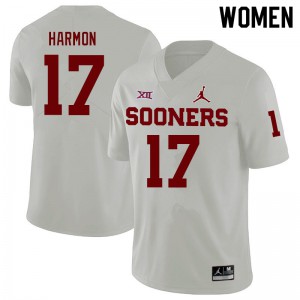 Women Oklahoma #17 Damond Harmon White Official Jerseys 477762-519