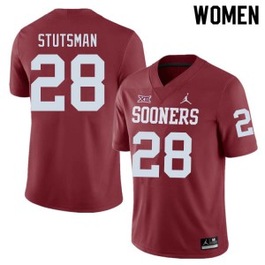 Women's OU #28 Danny Stutsman Crimson Stitch Jerseys 420186-997