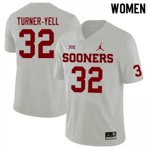 Women's OU Sooners #32 Delarrin Turner-Yell White Jordan Brand Embroidery Jerseys 992460-717