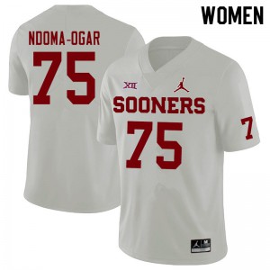 Women OU Sooners #75 E.J. Ndoma-Ogar White Jordan Brand College Jersey 109972-562