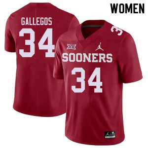Women Oklahoma Sooners #34 Eric Gallegos Crimson Jordan Brand High School Jersey 134282-364