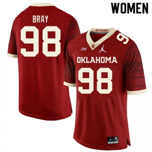 Womens Oklahoma #98 Hayden Bray Retro Red Throwback Player Jersey 295356-561