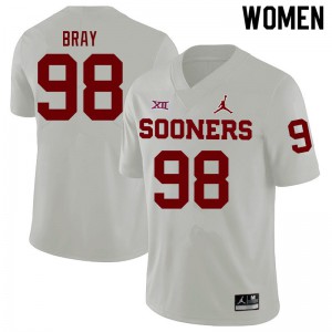 Womens Oklahoma Sooners #98 Hayden Bray White Stitched Jerseys 733448-996