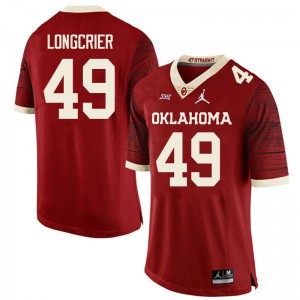 Womens Sooners #49 Hunter Longcrier Retro Red Throwback Player Jersey 498682-134