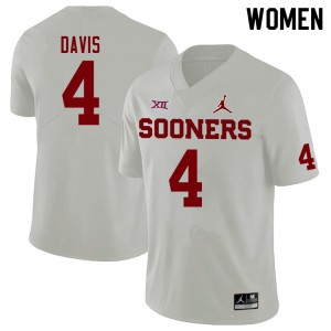 Women Oklahoma Sooners #4 Jaden Davis White Jordan Brand Embroidery Jerseys 103815-187