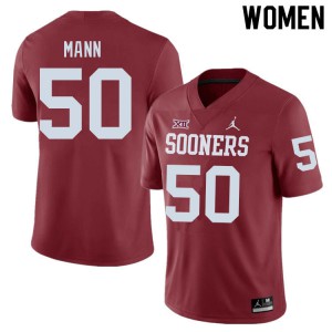 Women's OU Sooners #50 Jake Mann Crimson Official Jersey 592862-768