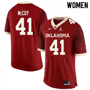 Womens Oklahoma #41 Jake McCoy Retro Red Jordan Brand Throwback Alumni Jersey 791670-345