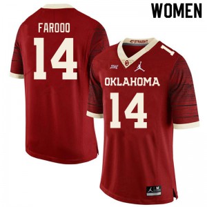 Women's Oklahoma #14 Jalil Farooq Retro Red Throwback Stitched Jerseys 598328-290