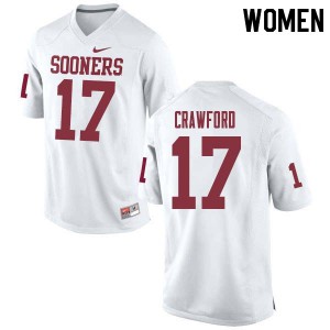 Women's OU Sooners #17 Jaquayln Crawford White University Jerseys 930208-288