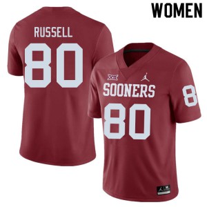 Women's Oklahoma Sooners #80 Kayhon Russell Crimson High School Jersey 203828-358