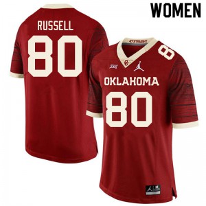 Women's Oklahoma #80 Kayhon Russell Retro Red Throwback Stitch Jersey 226777-932