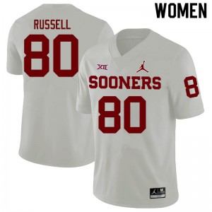 Women's Oklahoma Sooners #80 Kayhon Russell White Official Jersey 887689-155