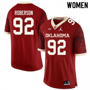 Women's Oklahoma #92 Kori Roberson Retro Red Jordan Brand Throwback University Jerseys 185655-452