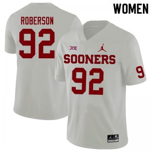 Women Oklahoma #92 Kori Roberson White Jordan Brand Stitch Jerseys 466829-474