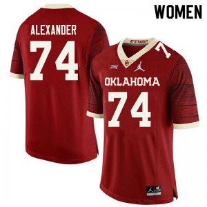 Women's Sooners #74 Marcus Alexander Retro Red Jordan Brand Throwback High School Jersey 462581-677