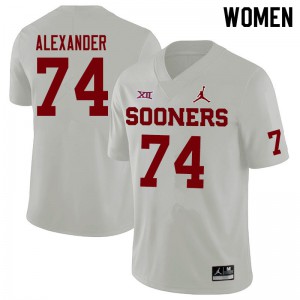Women Oklahoma Sooners #74 Marcus Alexander White Jordan Brand College Jerseys 878583-309
