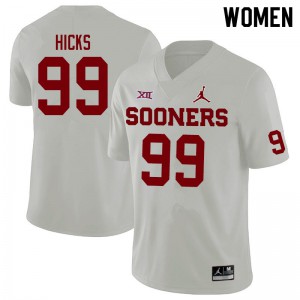 Women's Oklahoma #99 Marcus Hicks White Jordan Brand Player Jerseys 181088-567