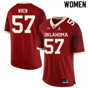 Women Oklahoma #57 Maureese Wren Retro Red Throwback College Jersey 257683-671