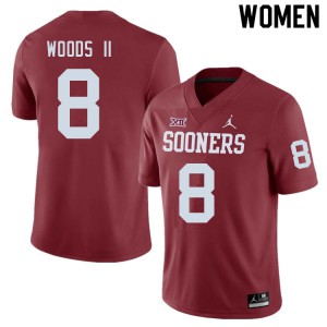Women Oklahoma #8 Michael Woods II Crimson NCAA Jersey 407730-647