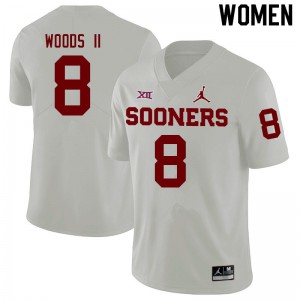 Womens OU #8 Michael Woods II White NCAA Jersey 851843-550