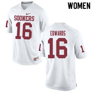 Women's OU #16 Miguel Edwards White Stitched Jerseys 366993-359