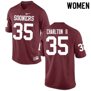 Women's Oklahoma Sooners #35 Robert Charlton II Crimson University Jersey 156895-651