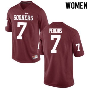 Womens OU Sooners #7 Ronnie Perkins Crimson Stitched Jerseys 295438-233