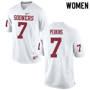 Women's Sooners #7 Ronnie Perkins White University Jerseys 673632-945
