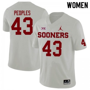 Women's Sooners #43 Ryan Peoples White Jordan Brand Alumni Jersey 323599-944