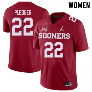 Women Oklahoma Sooners #22 T.J. Pledger Crimson Jordan Brand NCAA Jersey 451588-376