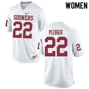 Womens Oklahoma Sooners #22 T.J. Pledger White College Jerseys 817524-553