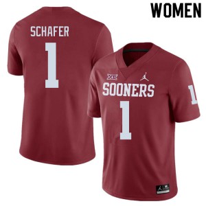 Women's Sooners #1 Tanner Schafer Crimson NCAA Jerseys 352609-874