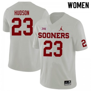 Womens OU Sooners #23 Todd Hudson White Jordan Brand Stitch Jerseys 273426-415