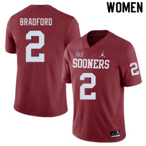 Women's Sooners #2 Tre Bradford Crimson Stitched Jersey 407082-863