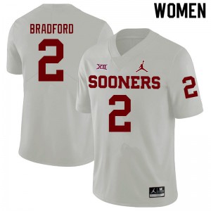 Women's OU #2 Tre Bradford White Official Jerseys 415239-908