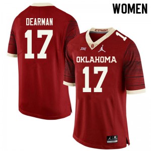 Women's OU #17 Ty DeArman Retro Red Jordan Brand Throwback Embroidery Jersey 286809-684
