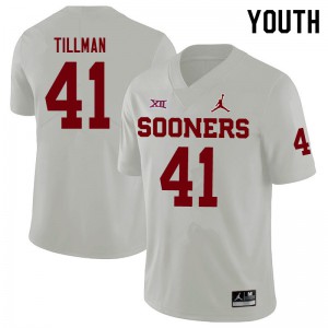 Youth Oklahoma Sooners #41 Coby Tillman White Jordan Brand NCAA Jerseys 195906-665