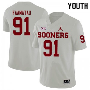 Youth Oklahoma Sooners #91 Dillon Faamatau White Jordan Brand Stitched Jerseys 964897-276