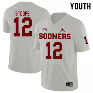 Youth OU Sooners #12 Drake Stoops White Jordan Brand Stitch Jersey 585137-642