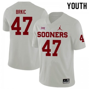 Youth OU Sooners #47 Gabe Brkic White Jordan Brand Embroidery Jersey 825675-219