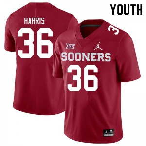 Youth Sooners #36 Isaiah Harris Crimson Jordan Brand Official Jersey 583905-310