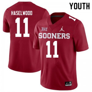 Youth Oklahoma Sooners #11 Jadon Haselwood Crimson Jordan Brand Stitched Jerseys 871366-383