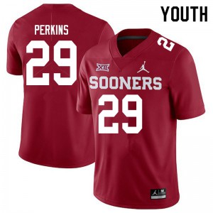 Youth OU Sooners #29 Jonathan Perkins Crimson Jordan Brand Embroidery Jerseys 793935-352