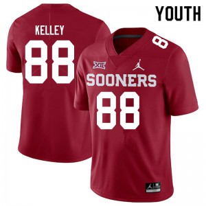 Youth OU Sooners #88 Jordan Kelley Crimson Jordan Brand Stitch Jerseys 364244-688