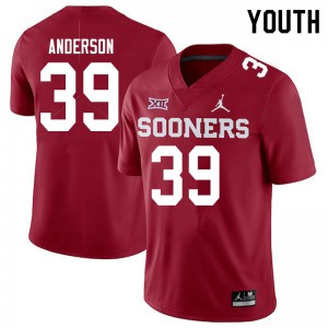 Youth Oklahoma #39 Michael Anderson Crimson Jordan Brand Stitch Jerseys 145307-567
