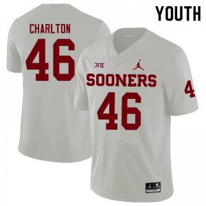 Youth Sooners #46 Robert Charlton White Jordan Brand Official Jersey 471675-461