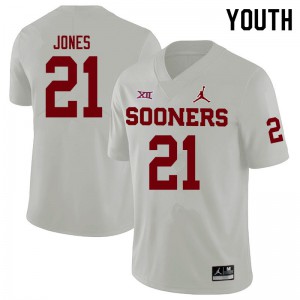 Youth Oklahoma #21 Ryan Jones White Jordan Brand University Jerseys 671114-619
