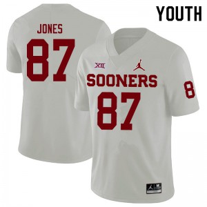 Youth OU Sooners #87 Spencer Jones White Jordan Brand Stitch Jerseys 466647-569