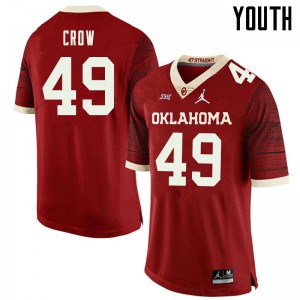 Youth Oklahoma Sooners #49 Andrew Crow Retro Red Jordan Brand Throwback Player Jerseys 185514-167